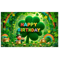 thumbnail image 2 of Green Shamrock Happy Birthday Banner with Rainbow Decoration for St Patrick's Day Celebration Party Photo Background, 2 of 8