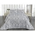 thumbnail image 2 of Ambesonne Leafy Pattern Quilted Bedspread Set 3 Pcs, Simple Forest Leaves, King, Pale Grey White, 2 of 4