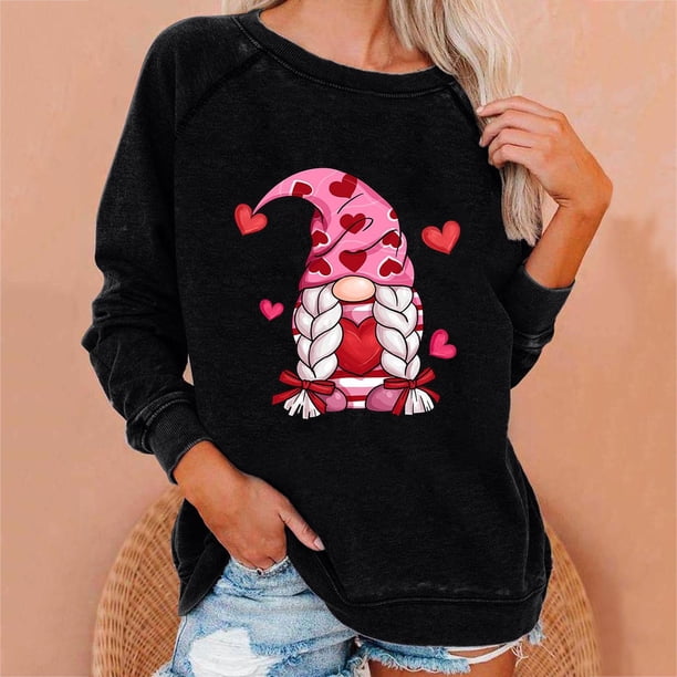 ICHUANYI Liquidación Mujer Casual Manga Completa Cuello Redondo Tops Blusa Suelta Sudadera con Estampado del Día de San Valentín ICHUANYI WER202308243959