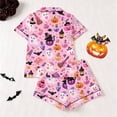 thumbnail image 4 of OOOUM Kids Halloween Lounge Set Girls Button Down Print Shirt & Shorts Set Summer Comfortable Outfit 13-14 Years, 4 of 4