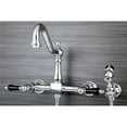 thumbnail image 3 of Kingston Brass KS1241PKLBS Duchess Wall Mount Bridge Kitchen Faucet with Brass Spray, Polished Chrome, 3 of 4