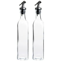 2-Pack Olive Oil and Vinegar Dispenser Set for Kitchen, Restaurant, Transparent Glass, Versatile for Use as a Syrup Dispenser, Salad Dressing Container (17oz/500ml)