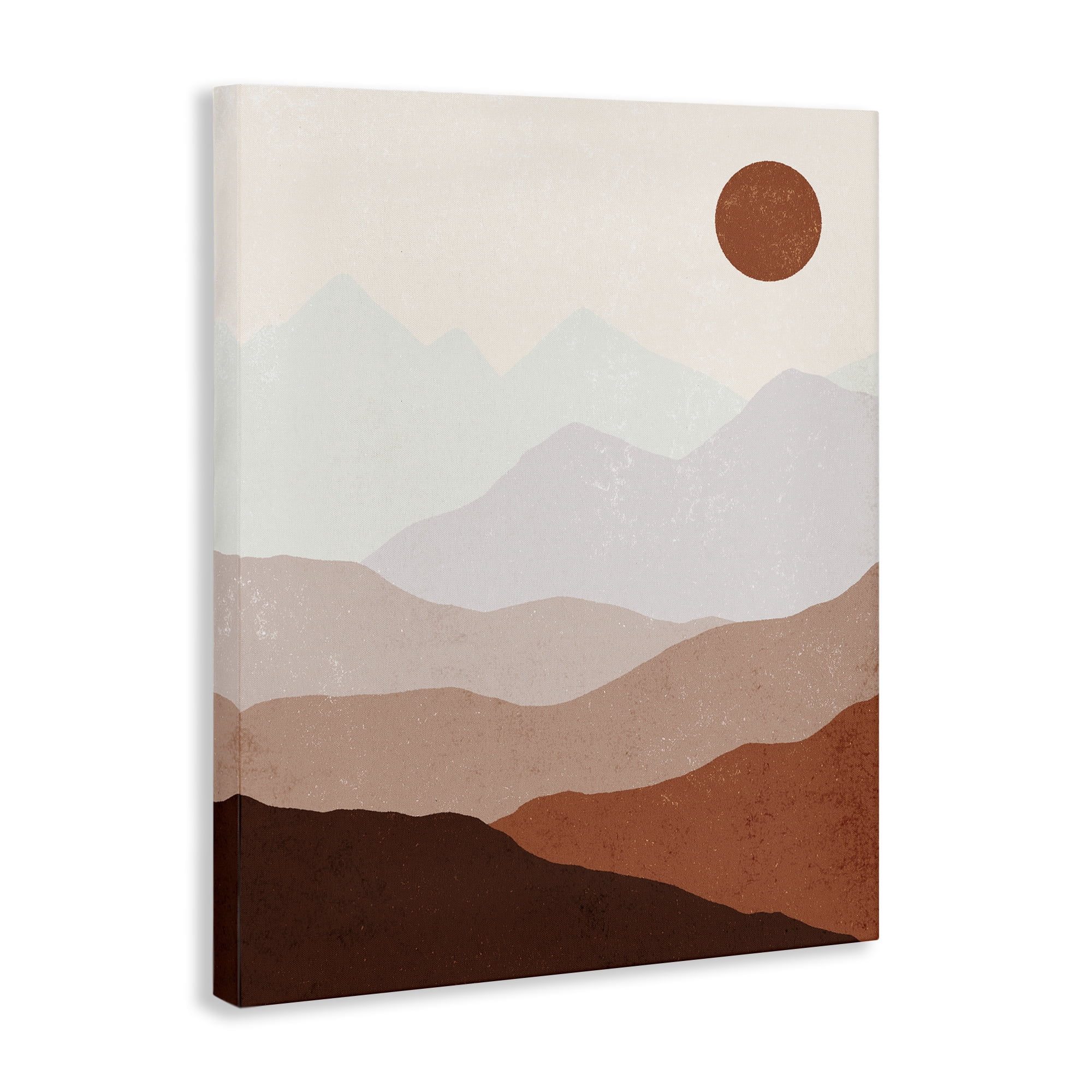 Stupell Industries Afternoon Sun Over Mountains Abstract Painting Wrapped Canvas Art Print Wall Art, 16 x 20
