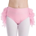 thumbnail image 4 of Lejafay Girls Glittery Rhinestones Dance Outfits One Shoulder Mock Neck Crop Top with Feather Briefs Dancewear Pink 8, 4 of 6