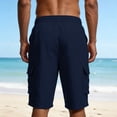 thumbnail image 6 of ctdiral Mens Linen Casual Shorts Elastic Waisted Drawstring Beach Shorts Solid Color Loose Fit Cargo Shorts Multi Pockets Lounge Shorts, 6 of 7