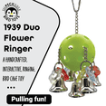 thumbnail image 2 of 1939 Duo Flower Ringer bird toy with acrylic flowers and bells, handcrafted by Impeckable Bird Toys for Conures Budgies Greys Lovebirds, 2 of 8