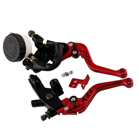 Toyvian 1 Pair Adjustable Motorcycle Brake Clutch Lever for ATV with Fluid Reservoir Red