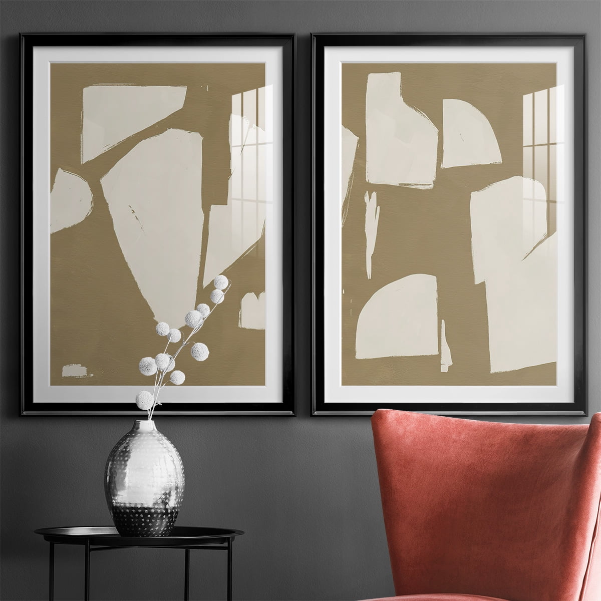 Wexford Home Chunky Abstract III Premium Framed Print, 18.5" x 24.5" - Ready to Hang, Black (Set of 2)
