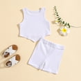 thumbnail image 3 of MEZZALL Toddlers Girls Summer Fashion Casual Clothes Skirts Solid Color Strip Vest Tops Outfits Set Stylish Dailywear, White, 2-3 Years, 3 of 7