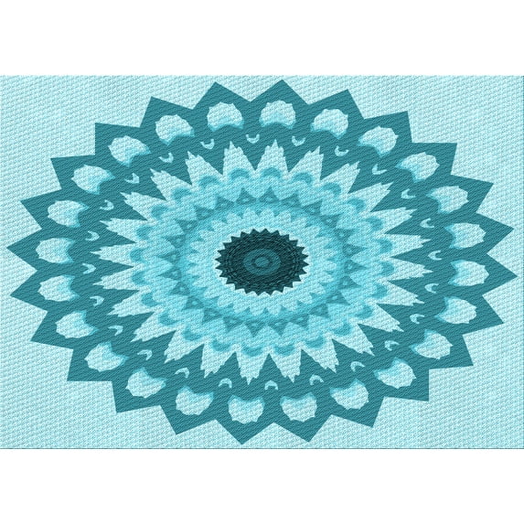 Ahgly Company Machine Washable Indoor Rectangle Transitional Dark Turquoise Green Area Rugs, 2' x 4'