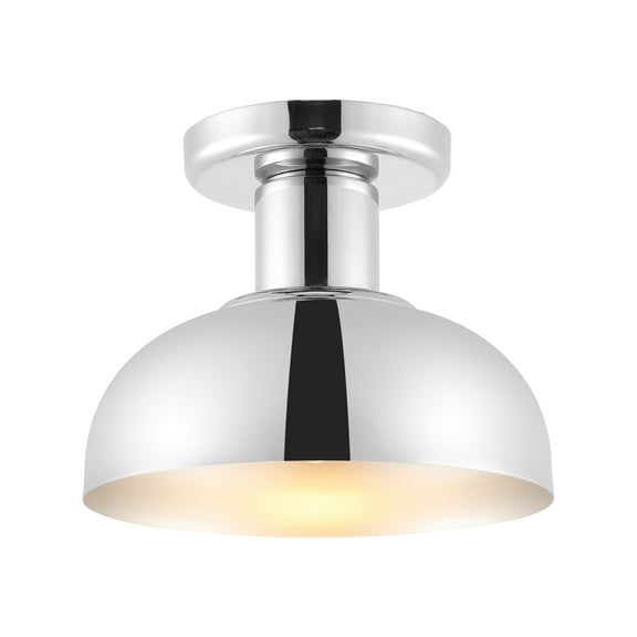 SAFAVIEH Helm 13 in. Modern Chrome Iron Mount Light with Chrome Glass Shade