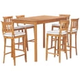 thumbnail image 2 of 7 Piece Teak Wood Amsterdam 63" Rectangular Outdoor Patio Bar Set including 6 Barstools, 2 of 5