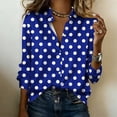 thumbnail image 5 of Ashirexll Womens Long Sleeve Tops Polka Dots Print Satin Button Front Collared Casual Style Long Sleeve Shirt Top, 5 of 5