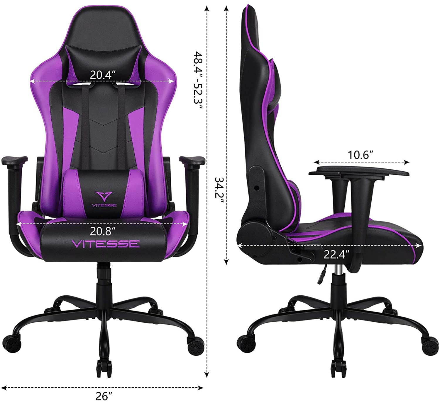 BOSSIN gaming chair, 2024 Racing style gamer chair for teens,Comfortable High Back game chair,Lumbar Support and Headrest Computer Desk Chair with Height Adjustable Swivel Office Chair
