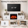 thumbnail image 6 of Ktaxon 70" Farmhouse TV Stand with Fireplace, Wood Entertainment Center with LED for TVs up to 80", 4 Barndoor Storage, 23" Electric Fireplace Mantel, White, 6 of 7
