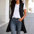 thumbnail image 2 of Women Cardigan Long Sweater Vests Sleeveless Open Front Tunic Vest Long Tops Light Weight Cardigan Black L, 2 of 4