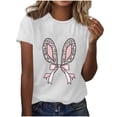 thumbnail image 4 of Rciityk Happy Easter Short Sleeve Shirts for Women Trendy Cute Rabbits Graphic T Shirts Casual Loose Crew Neck Summer Tops, White L, 4 of 4