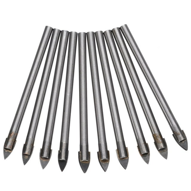 Lefu 10pcs 6mm Pointe Verre Céramique Tuile Perceuse Tête Carbure de Tungstène Foret