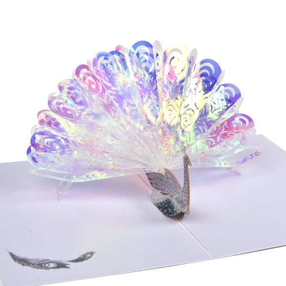 Tarjeta de felicitación emergente 3D con diseño de pavo real FIAMR para mujer