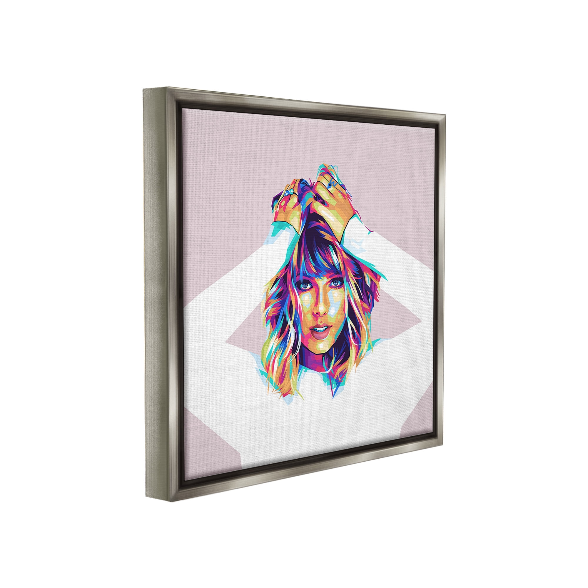 Stupell Industries Taylor with Bold Hues Abstract Painting Gray Floater Framed Canvas Art Print Wall Art, 25 x 25