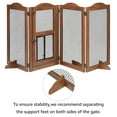 thumbnail image 4 of Unipaws Freestanding Pet Gate with Small Cat Door, Wooden Dog Gates with 3 Support Feet, Walnut, 4 of 7