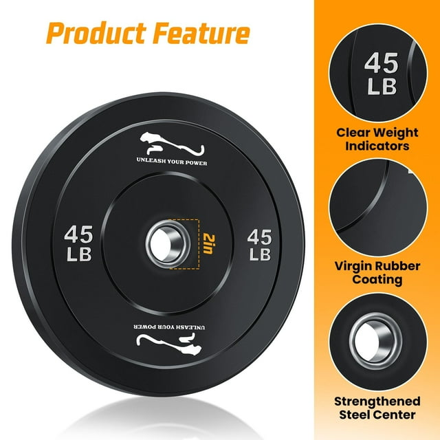 EDTara Weight Plates Set, 2-Inch Universal Fit, Bumper Plates With Steel Insert for Strength Training, Rubber Weight Plates for Barbell Home Gym