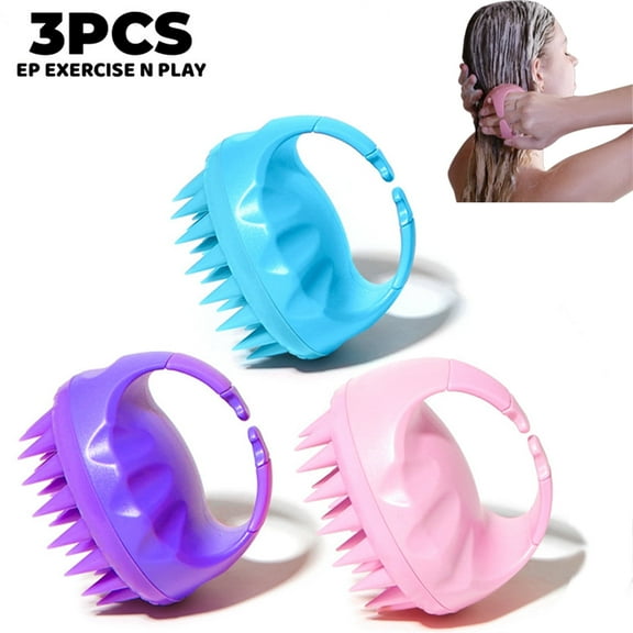 3PCS Hair Scalp Massager Shampoo Brush, Wet & Dry Hair Scalp Scrubber with Soft Silicone Bristles for Women, Men, 3 Colors