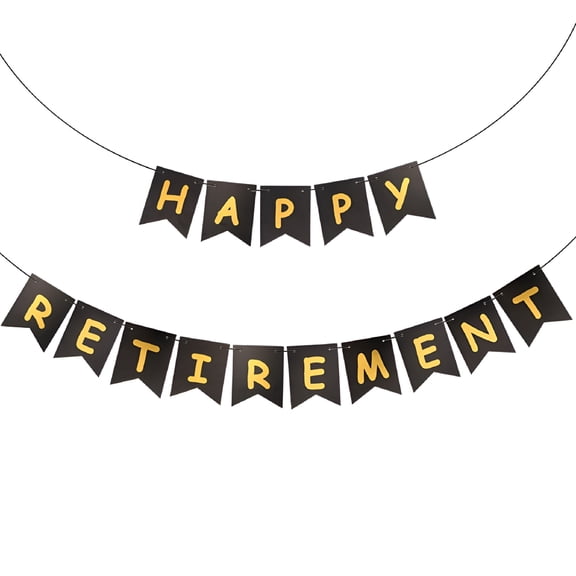 AUQ Retirement Banner 2.4m Banners Paper Flags Bunting Garland Photo Props for Retirement Decorations