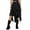 Black, variant on Women's Flowy Contrast Lace Asymmetrical Midi Skirt, Gothic Vintage Style with Peaked Hem, Halloween and Themed Party Wear,Black S