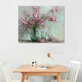 thumbnail image 3 of Nawypu Pink Flower Canvas Wall Art Florals Abstract Picture Teal Turquoise Watercolor Peach Bloosom Painting Artwork Framed for Bathroom Nursery Living Room Bedroom Kitchen Home Office Decor, 3 of 5