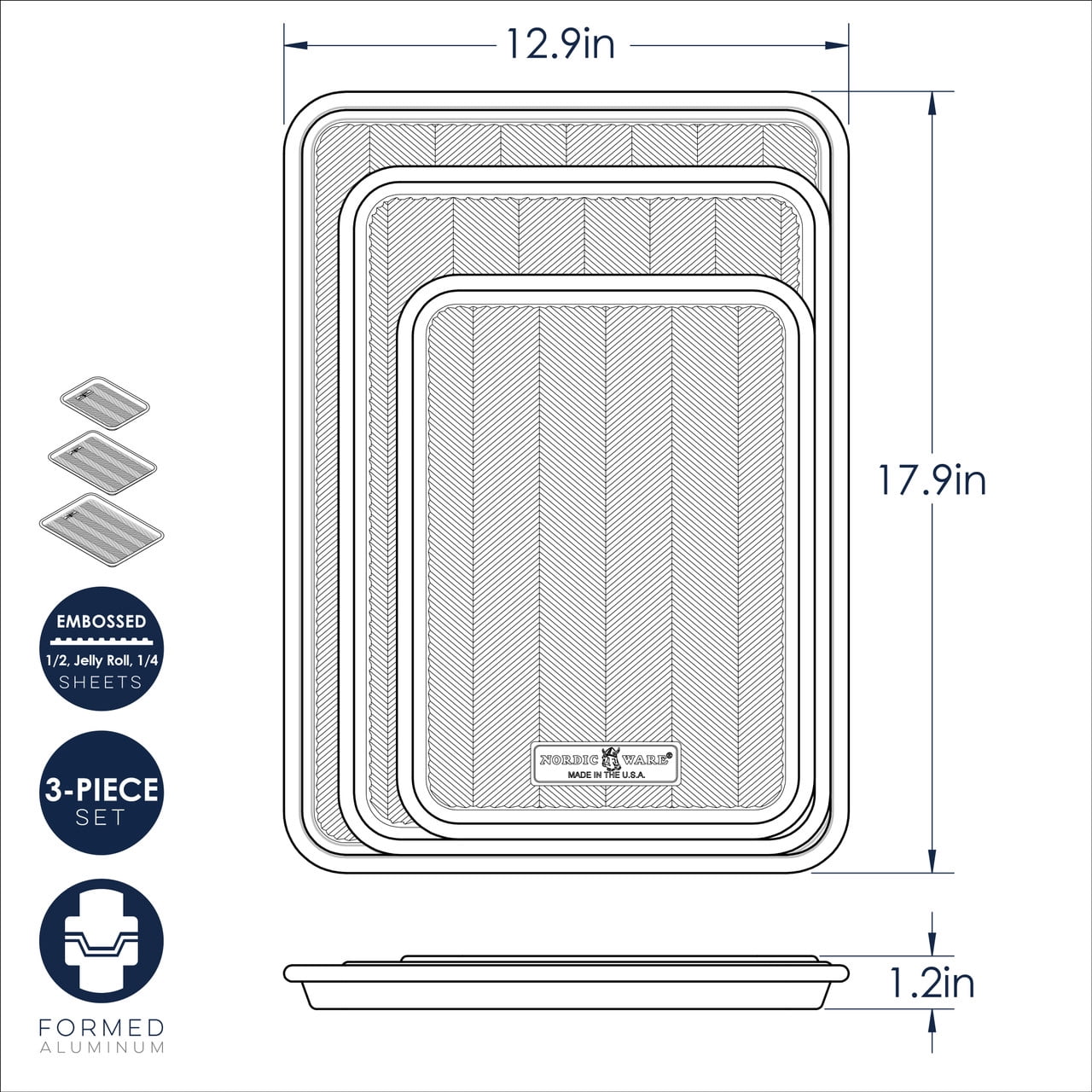 Nordic Ware Prism 3 Piece Baking Sheet Set