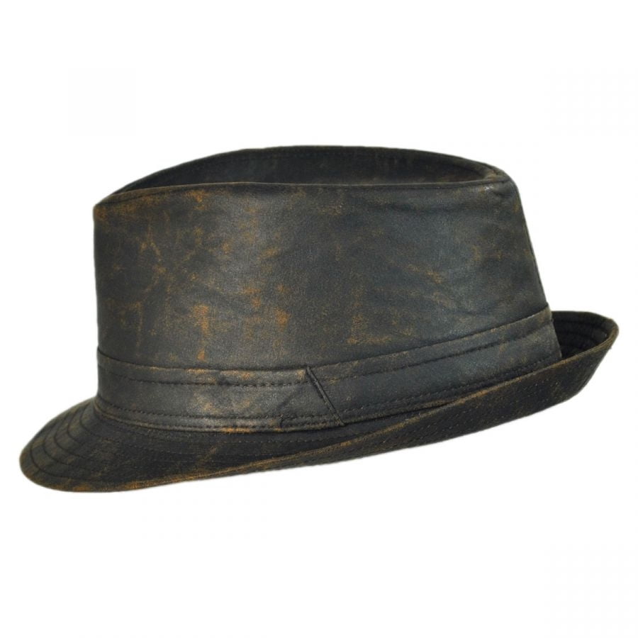 Weathered Cotton Trilby Fedora Hat - XXL - Brown