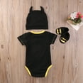 thumbnail image 5 of lheaio Newborn Toddler Baby Girl Hooded Rompers Thick Cotton Outfit Jumpsuits Bodysuits Clothing Sets with Hat (Black, Short Sleeve 0-6m), 5 of 5