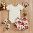 thumbnail image 2 of Vedolay Shorts Sets Girl Two Piece Girl's 2 Piece Outfit Workout Sets Short Sleeve Tee Top and Shorts,Beige 6-9 Months, 2 of 5