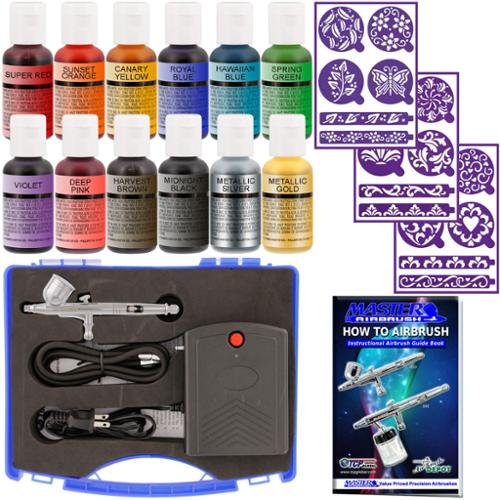 Master Airbrush Cake Decorating Set 12 Chefmaster Colors