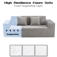 thumbnail image 4 of ATOMSPACE 76'' Large Corduroy Loveseats Set of 2, 3-Seater Boneless Cloud Sofas with Integrated Cup Holders, No Assembly Compression Couch, Ideal for Small Spaces, Gray, 4 of 5