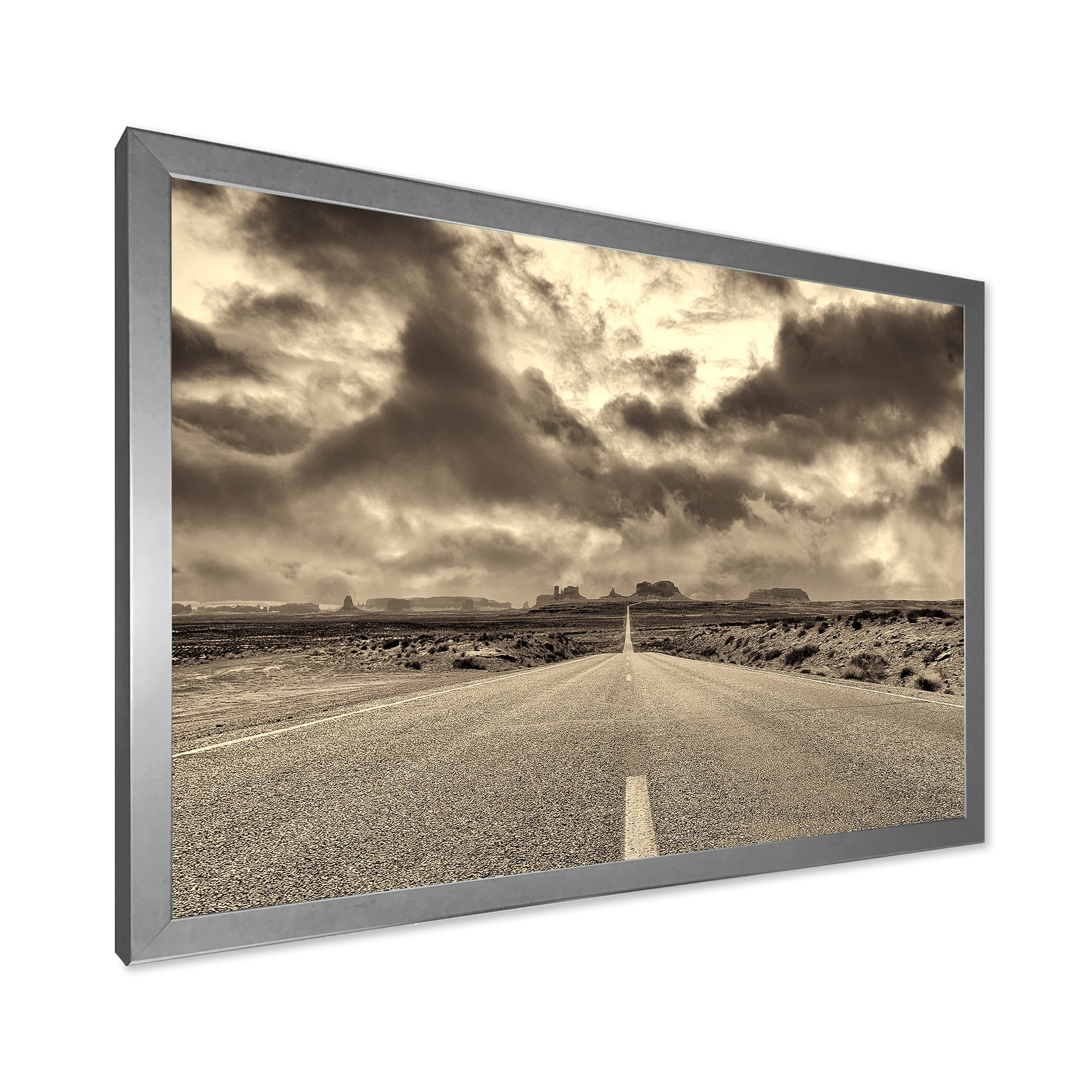 Designart 'The Straight Road To Monument Valley' Traditional Framed Art Print