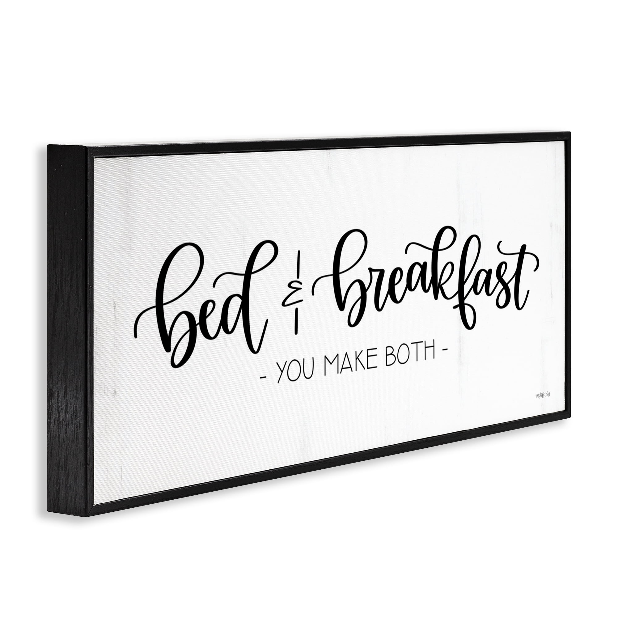 Stupell Industries Bed & Breakfast Make Both Typography Painting Black Framed Art Print Wall Art, 30 x 13