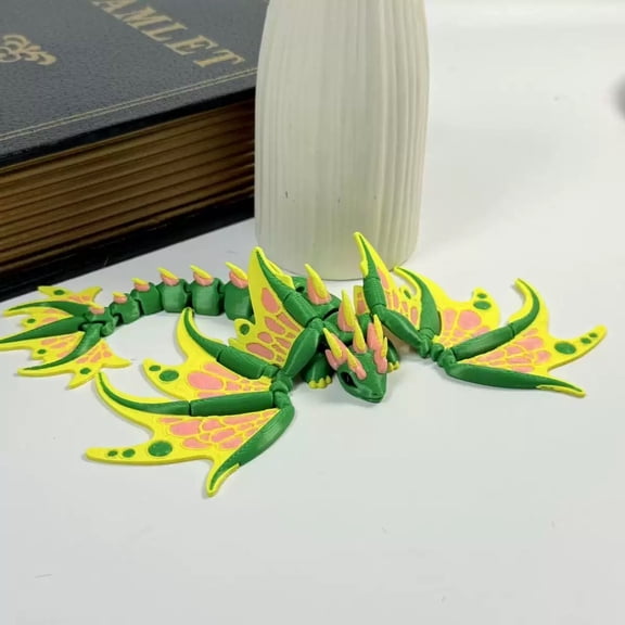 3D Printed Dragon with Wings, Cute Dragon Animals Decoration for Home Office Desk Decor Ornament, Articulating Dragon Figurines for Birthday Gift
