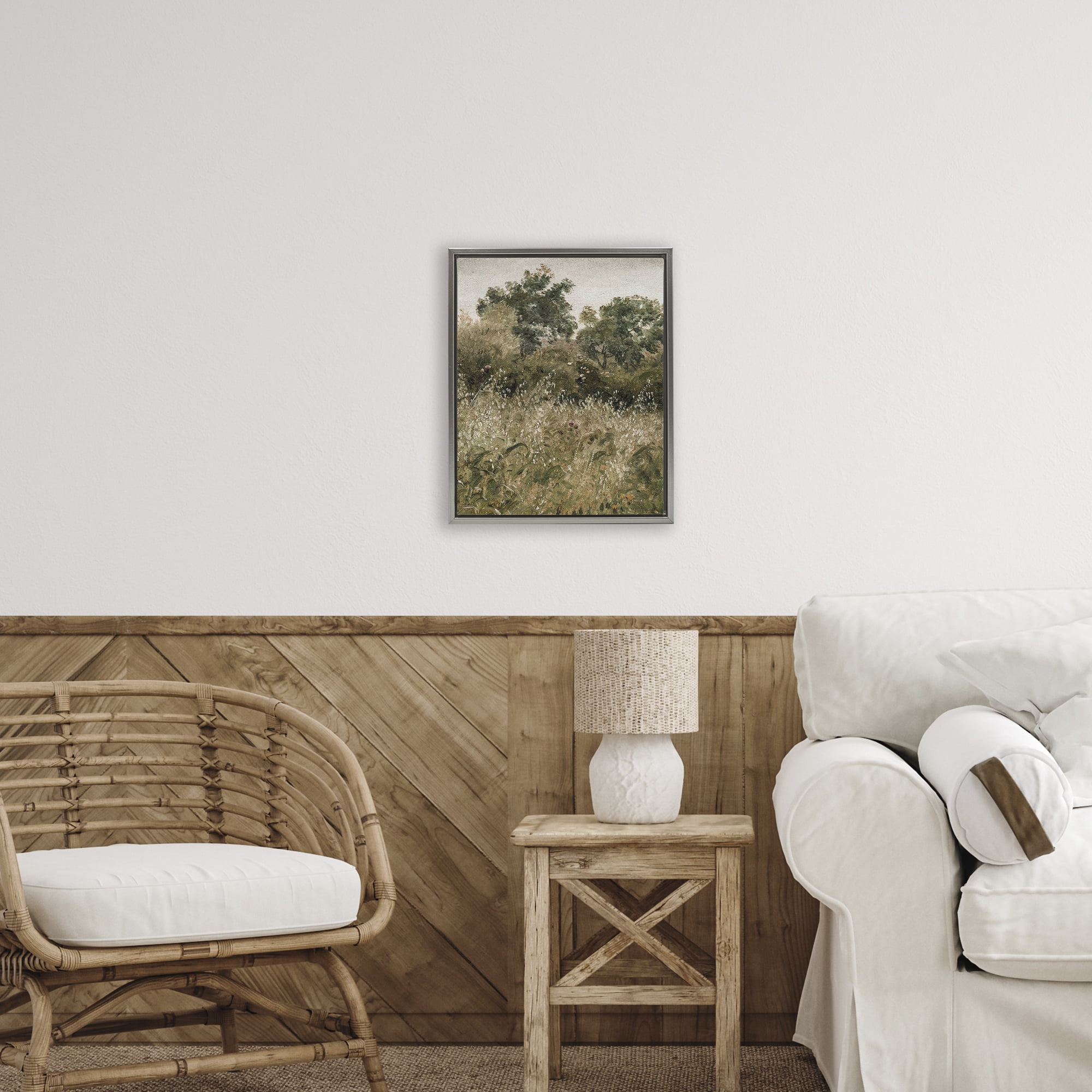 Dense Forest Thicket Gray Framed Floater Canvas Wall Art, design by Lettered and Lined