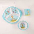 thumbnail image 3 of Kids Dinnerware Set Bamboo 5 Pcs with Plate Bowl Cup Fork Spoon (Giraffe), 3 of 5