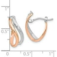 thumbnail image 4 of Gold 14K Two-tone Polished Hinged Hoop Earrings - 16mm- Made In Italy, 4 of 6