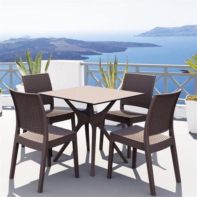 Compamia Ibiza Ensemble de Salle à Manger de Patio 5 Pcs, Brun