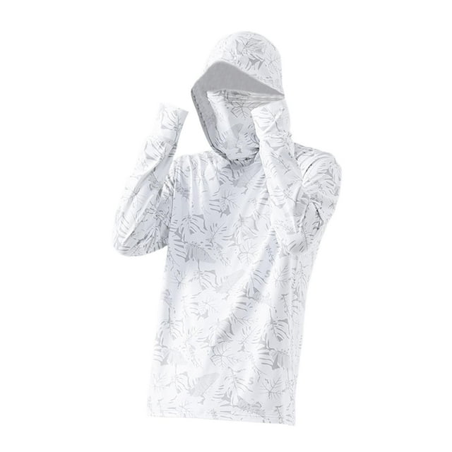 Chemise à Capuche de Protection pour Hommes, Fine pour la Pêche en Plein Air, Été, TTTG, Blanc
