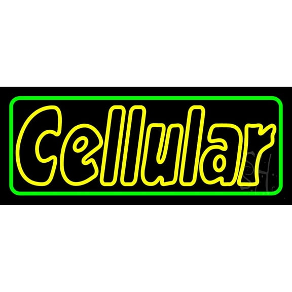 Cellular Phones 1 LED Neon Sign 13 x 32 - inches, Clear Edge Cut Acrylic Backing, with Dimmer - Bright and Premium built indoor LED Neon Sign for Computer & Electronics store decor.
