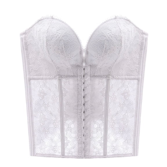 QQZ Strapless Floral Lace Front Hook Boned Corset Top For Women, Tummy Control Shapewear Women, Plus Size Lace Corset Top For Wedding, Cosplay And Themed Party Occasions