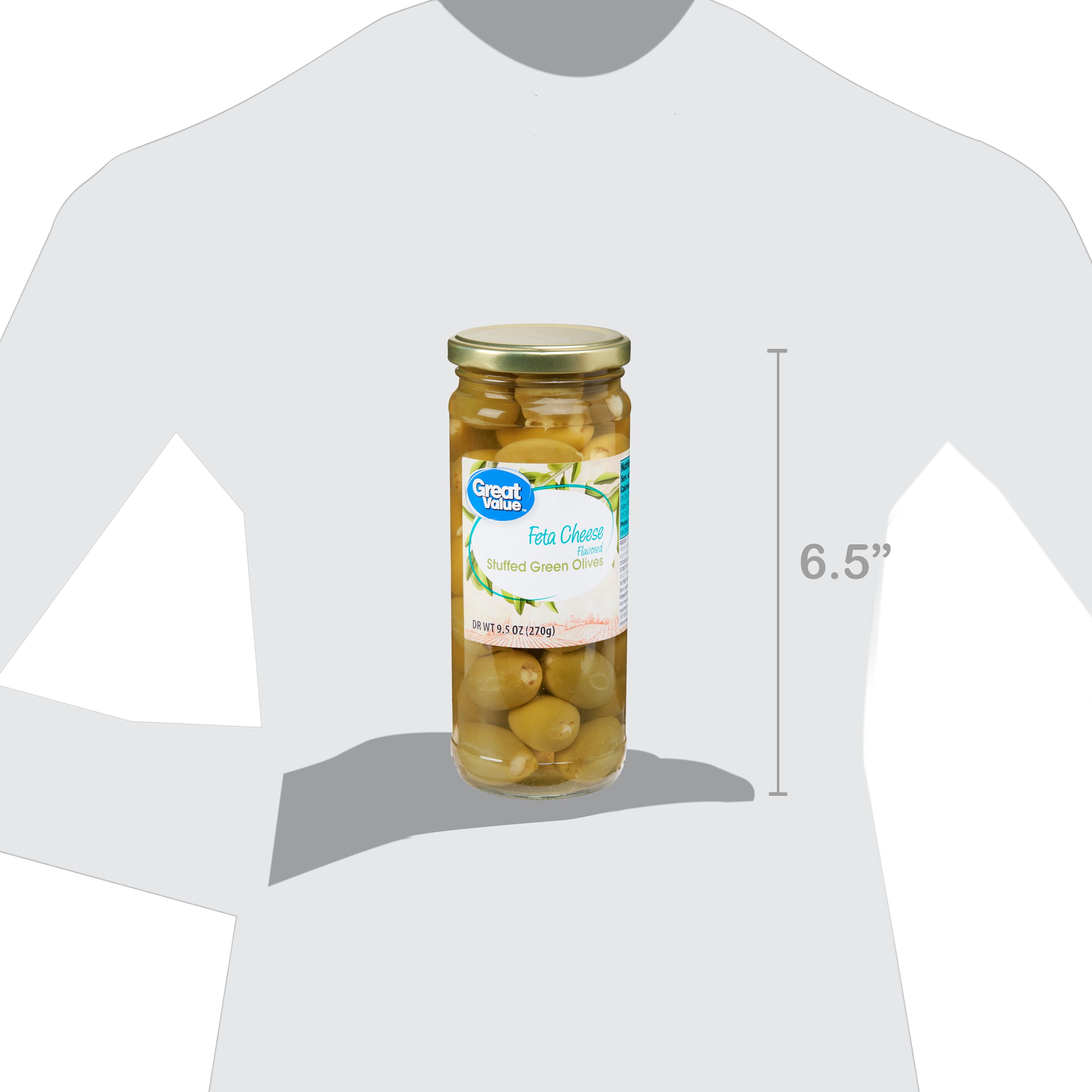 Great Value Feta Cheese Stuffed Green Olives, 9.5 oz