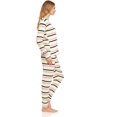 thumbnail image 4 of Womans Ultra Soft Double Brushed Stretch Sleepwear Nightwear Lounge Crew Neck Top and Pants Pajama Set Large, Multi Stripe, 4 of 7