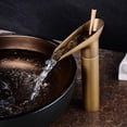 thumbnail image 4 of Tignapoo Vintage Gold LT24 European-Style High-Arc Brass Waterfall Basin Faucet with Dual 1/2" Hot & Cold Inlet Hoses, 4 of 6