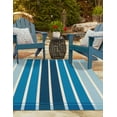 thumbnail image 3 of Unique Loom Outdoor Striped Collection Area Rug - Dash (9'  x 12' Rectangle Blue/Navy Blue), 3 of 9